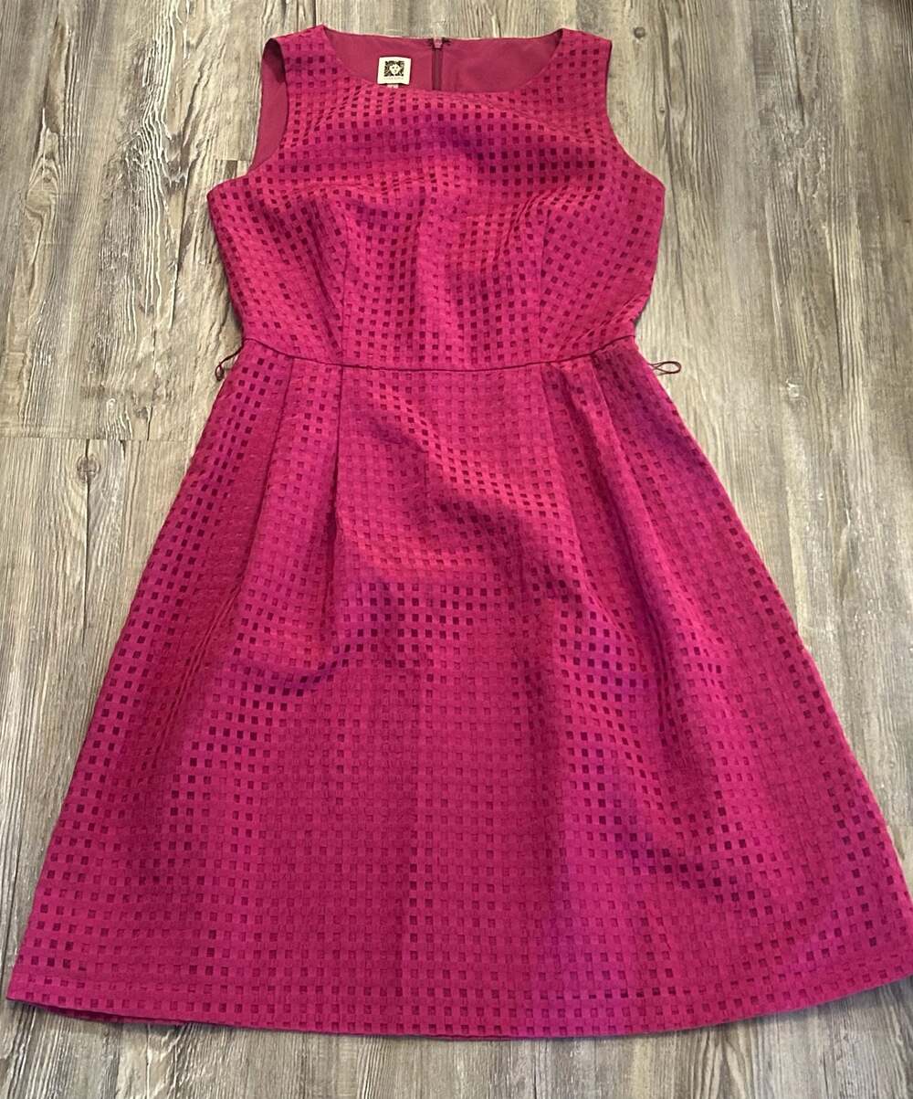 Anne Klein Magenta Textured Jacquard Midi Dress Women’s Size 6